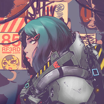 Richard Ford III Cyber Punk girl in front of&nbsp; graffiti wall. 